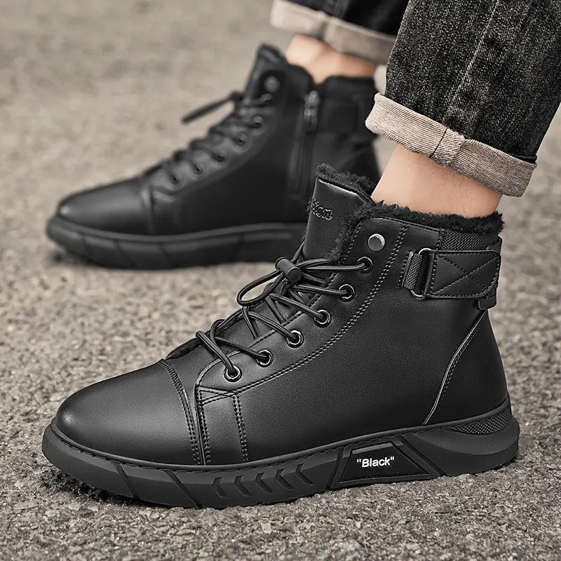Bottines Chukka Orthopédiques en Cuir Véritable avec Doublure Polaire