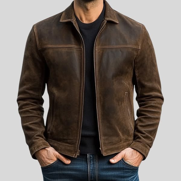 Lennon | Veste en cuir avec fermeture éclair